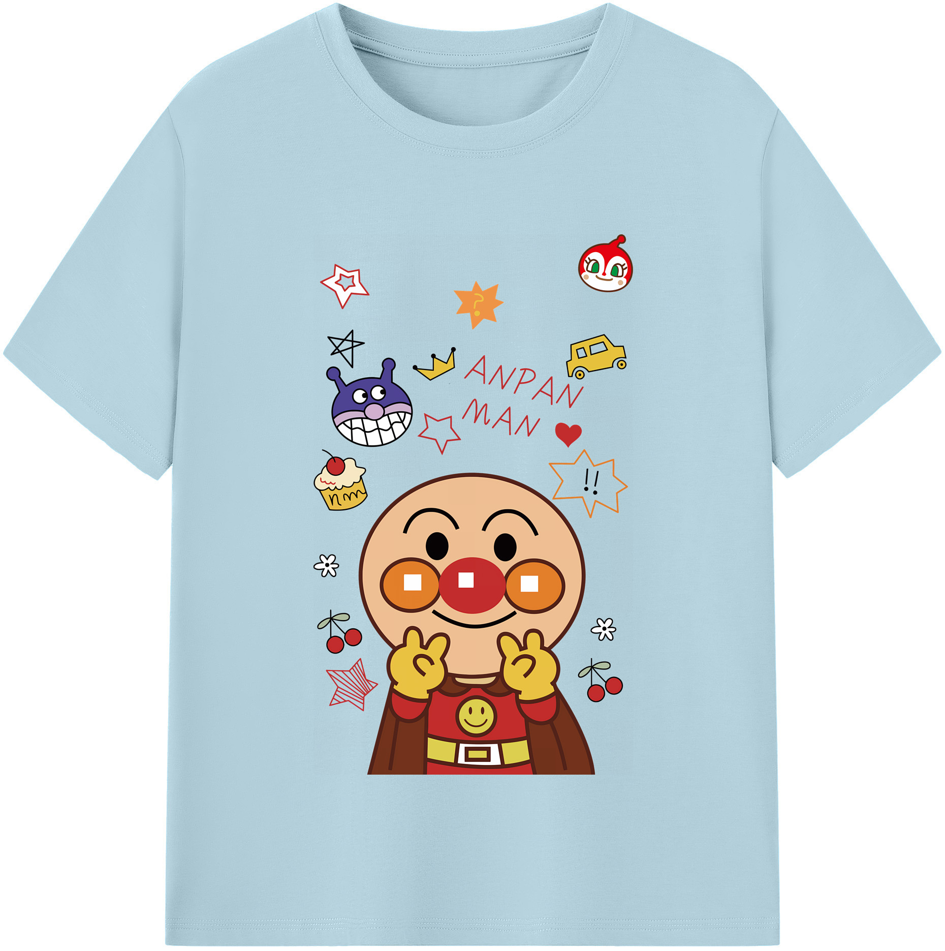 （画像用） アンパンマン Anpanman 綿100％半袖Tシャツ（フロントプリント）